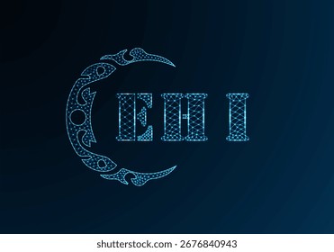 Logotipo EHI de letra poli baixa. EHI letra logotipo baixo poli vetor design no fundo gradiente de cor azul. Logotipo EHI baixo design poli
