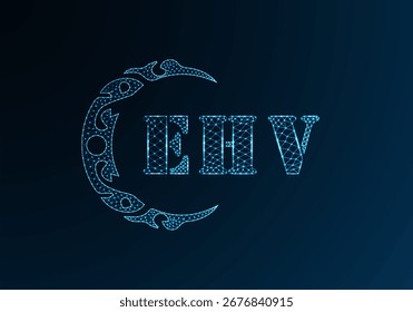 Logotipo bajo de la letra polivinílica Diseño de EHV. Logotipo de la letra EHV bajo diseño de Vector polivinílico sobre fondo azul degradado. Logotipo de EHV bajo diseño polivinílico
