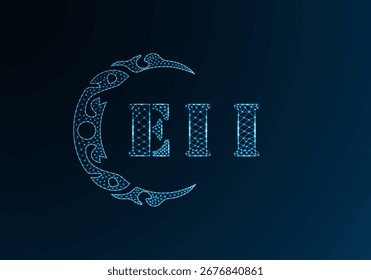 Low poly letter logo EII design. EII letter logo low poly vector design on blue color gradient background. EII logo low poly design
