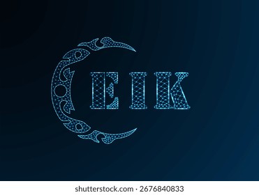 Logotipo bajo de la letra polivinílica diseño EIK. Diseño de Vector polivinílico bajo del logotipo de la letra de EIK en fondo azul del gradiente del color. Logotipo de EIK bajo diseño de poliéster
