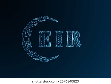 Low poly letter logo EIR design. EIR letter logo low poly vector design on blue color gradient background. EIR logo low poly design
