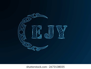 Logotipo bajo de la letra polivinílica diseño de EJY. Diseño de Vector polivinílico bajo del logotipo de la letra de EJY en fondo azul del gradiente del color. Diseño de baja poli del logotipo de EJY
