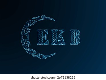 Low poly letter logo EKB design. EKB letter logo low poly vector design on blue color gradient background. EKB logo low poly design
