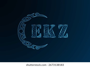 Logotipo bajo de la letra polivinílica EKZ diseño. Diseño de Vector polivinílico bajo del logotipo de la letra de EKZ en fondo azul del gradiente del color. Logotipo de EKZ bajo diseño polivinílico
