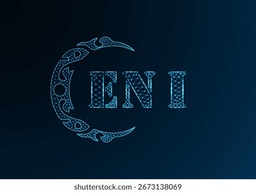 Low poly letter logo ENI design. ENI letter logo low poly vector design on blue color gradient background. ENI logo low poly design
