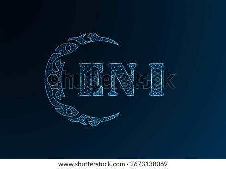 Low poly letter logo ENI design. ENI letter logo low poly vector design on blue color gradient background. ENI logo low poly design
