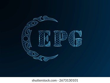 Low poly letter logo EPG design. EPG letter logo low poly vector design on blue color gradient background. EPG logo low poly design
