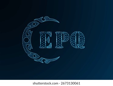Low poly letter logo EPQ design. EPQ letter logo low poly vector design on blue color gradient background. EPQ logo low poly design
