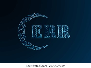 Logotipo de letra baja de polietileno ERR diseño. Diseño de Vector polivinílico bajo del logotipo de la letra de ERR en fondo azul del gradiente del color. Diseño de baja poli con logo ERR
