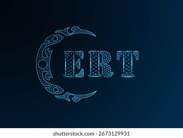 Low poly letter logo ERT design. ERT letter logo low poly vector design on blue color gradient background. ERT logo low poly design
