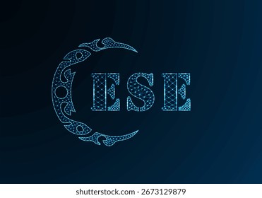 Logotipo bajo de la letra polivinílica ESE diseño. Diseño de Vector polivinílico bajo del logotipo de la letra del ESE en fondo azul del gradiente del color. Diseño de poliéster bajo del logotipo de ESE
