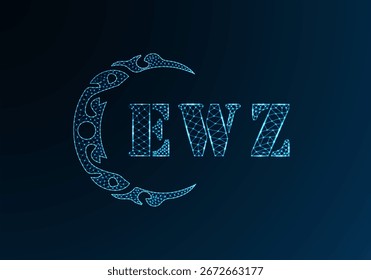 Logotipo bajo de la letra polivinílica diseño EWZ. Diseño de Vector polivinílico bajo del logotipo de la letra de EWZ en fondo azul del gradiente del color. Logotipo de EWZ bajo diseño polivinílico
