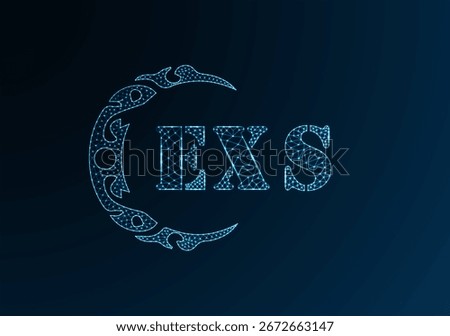 Low poly letter logo EXS design. EXS letter logo low poly vector design on blue color gradient background. EXS logo low poly design
