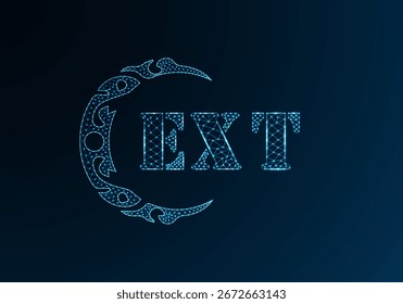 Low poly letter logo EXT design. EXT letter logo low poly vector design on blue color gradient background. EXT logo low poly design
