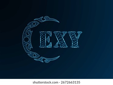 Low poly letter logo EXY design. EXY letter logo low poly vector design on blue color gradient background. EXY logo low poly design
