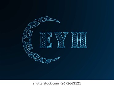 Low poly letter logo EYH design. EYH letter logo low poly vector design on blue color gradient background. EYH logo low poly design
