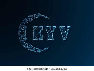Low poly letter logo EYV design. EYV letter logo low poly vector design on blue color gradient background. EYV logo low poly design
