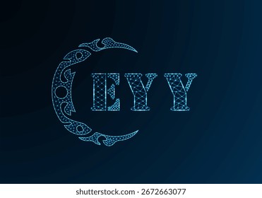 Low poly letter logo EYY design. EYY letter logo low poly vector design on blue color gradient background. EYY logo low poly design
