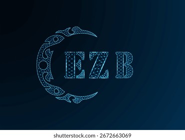 Low-Poly-Buchstaben Logo EZB Design. EZB Letter Logo Low Poly Vektordesign auf blauem Farbverlauf Hintergrund. Low-Poly-Design für das Logo
