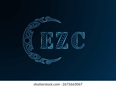 Logotipo bajo de la letra polivinílica diseño de EZC. Diseño de Vector polivinílico bajo del logotipo de la letra de EZC en fondo azul del gradiente del color. Logotipo de EZC bajo diseño polivinílico
