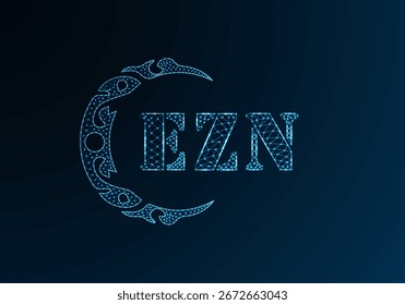 Low poly letter logo EZN design. EZN letter logo low poly vector design on blue color gradient background. EZN logo low poly design
