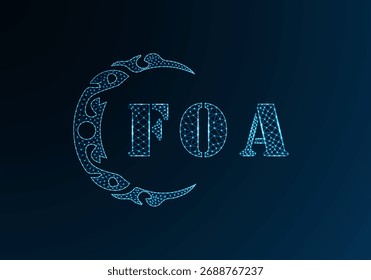 Low poly letter logo FOA design. FOA letter logo low poly vector design on blue color gradient background. FOA logo low poly design
