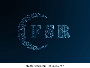 Low poly letter logo FSR design. FSR letter logo low poly vector design on blue color gradient background. FSR logo low poly design
