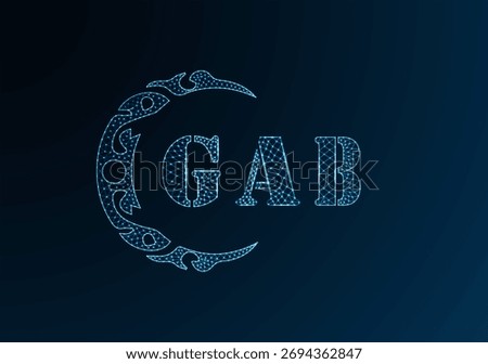 Low poly letter logo GAB design. GAB letter logo low poly vector design on blue color gradient background. GAB logo low poly design
