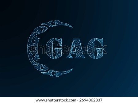 Low poly letter logo GAG design. GAG letter logo low poly vector design on blue color gradient background. GAG logo low poly design
