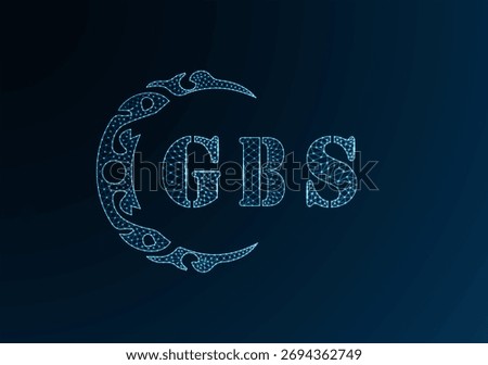 Low poly letter logo GBS design. GBS letter logo low poly vector design on blue color gradient background. GBS logo low poly design
