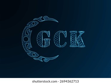 Low poly letter logo GCK design. GCK letter logo low poly vector design on blue color gradient background. GCK logo low poly design
