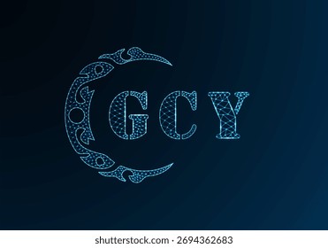 Low poly letter logo GCY design. GCY letter logo low poly vector design on blue color gradient background. GCY logo low poly design
