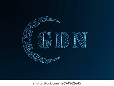 Low poly letter logo GDN design. GDN letter logo low poly vector design on blue color gradient background. GDN logo low poly design
