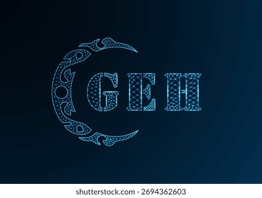 Logotipo bajo de la letra polivinílica Diseño de GEH. Logotipo de la letra de GEH bajo diseño de Vector polivinílico sobre fondo azul del gradiente del color. Logotipo de GEH bajo diseño polivinílico
