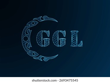 Logotipo de letra baja de polietileno diseño GGL. Logotipo de la letra de GGL bajo diseño de Vector de polietileno sobre fondo azul degradado. Logotipo de GGL bajo diseño polivinílico

