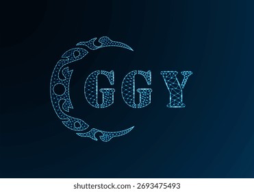 Logotipo bajo de la letra polivinílica diseño de GGY. Diseño de Vector polivinílico bajo del logotipo de la letra de GGY en fondo azul del gradiente del color. Logotipo de GGY bajo diseño polivinílico
