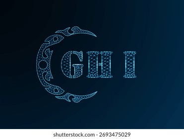 Low poly letter logo GHI design. GHI letter logo low poly vector design on blue color gradient background. GHI logo low poly design
