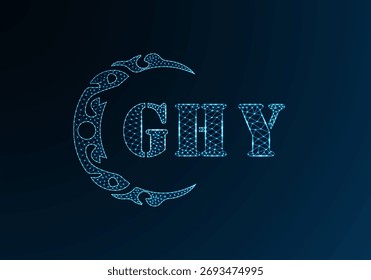 Low-Poly-Buchstaben-Logo GHY-Design. GHY-Buchstabe-Logo Low-Poly-Vektordesign auf blauem Farbverlauf-Hintergrund. GHY Logo Low-Poly-Design
