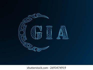 Low poly letter logo GIA design. GIA letter logo low poly vector design on blue color gradient background. GIA logo low poly design
