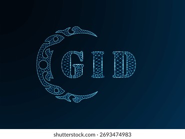 Logotipo de letra baja de polietileno diseño GID. Logotipo de letra GID bajo diseño de Vector polivinílico sobre fondo azul degradado. Logotipo GID bajo diseño de poliéster
