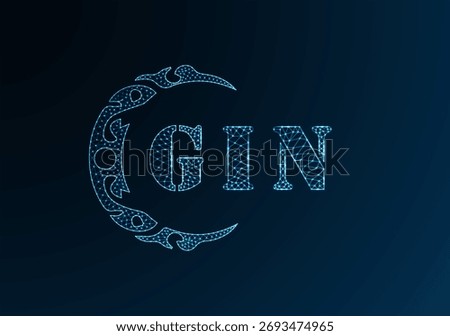 Low poly letter logo GIN design. GIN letter logo low poly vector design on blue color gradient background. GIN logo low poly design
