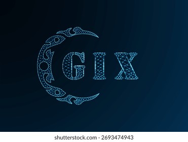 Logotipo bajo de la letra polivinílica diseño GIX. Logotipo de letra GIX bajo diseño de Vector polivinílico sobre fondo azul degradado. Logotipo de GIX bajo diseño de poliéster
