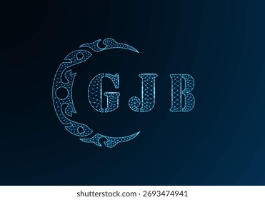 Low poly letter logo GJB design. GJB letter logo low poly vector design on blue color gradient background. GJB logo low poly design
