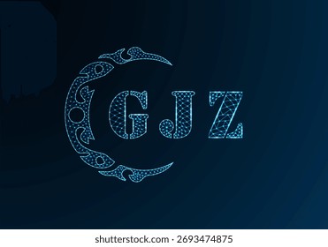 Low poly letter logo GJZ design. GJZ letter logo low poly vector design on blue color gradient background. GJZ logo low poly design
