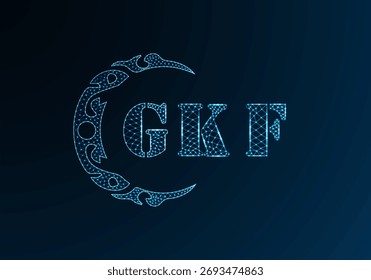 Logotipo bajo de la letra polivinílica GKF diseño. Logotipo de la letra de GKF bajo diseño de Vector de polietileno sobre fondo azul degradado. GKF logo bajo diseño de poliéster
