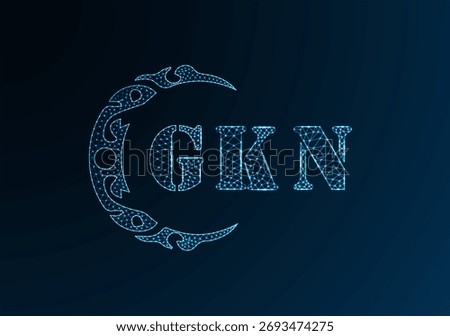 Low poly letter logo GKN design. GKN letter logo low poly vector design on blue color gradient background. GKN logo low poly design
