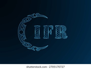 Projeto IFR de logotipo de letra poli baixa. Logotipo da letra IFR baixo projeto do vetor poli no fundo do gradiente de cor azul. Logotipo IFR baixo design poli
