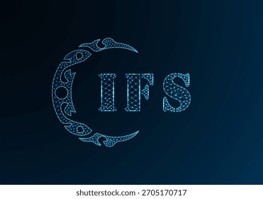 Low poly letter logo IFS design. IFS letter logo low poly vector design on blue color gradient background. IFS logo low poly design
