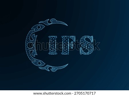 Low poly letter logo IFS design. IFS letter logo low poly vector design on blue color gradient background. IFS logo low poly design
