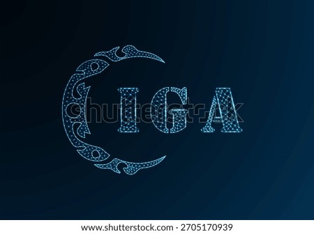Low poly letter logo IGA design. IGA letter logo low poly vector design on blue color gradient background. IGA logo low poly design
